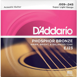 D'Addario EJ23 Σετ 6 Χορδές Ακουστικής Κιθάρας Phosphor Bronze 9-45" Extra Light Tension