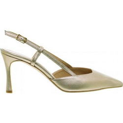 Mourtzi Γόβες Slingback Δερμάτινες με Λεπτό Ψηλό Τακούνι Χρυσές 75-71608