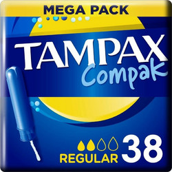 Tampax Compak Regular Ταμπόν με Απλικατέρ για Κανονική Ροή 2 Σταγόνες 38τμχ