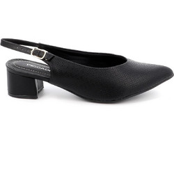 Piccadilly Ανατομικές Γόβες Slingback Δερμάτινες με Χοντρό Χαμηλό Τακούνι Μαύρες 739031-90