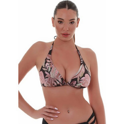 Bluepoint Bikini Top Τριγωνάκι Floral Μαύρο Ροζ 25066072C-02