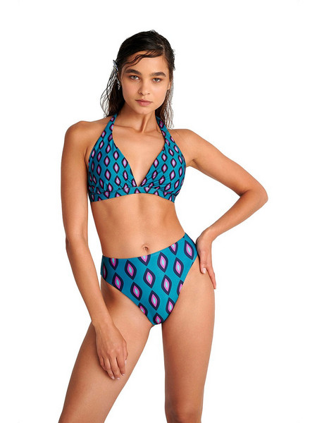 BLU4U Ψηλόμεσο Bikini Slip Πετρόλ 25365252-21
