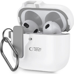 Tech-Protect Slim Hook Θήκη Σιλικόνης με Γάντζο για Apple AirPods 4 Λευκή