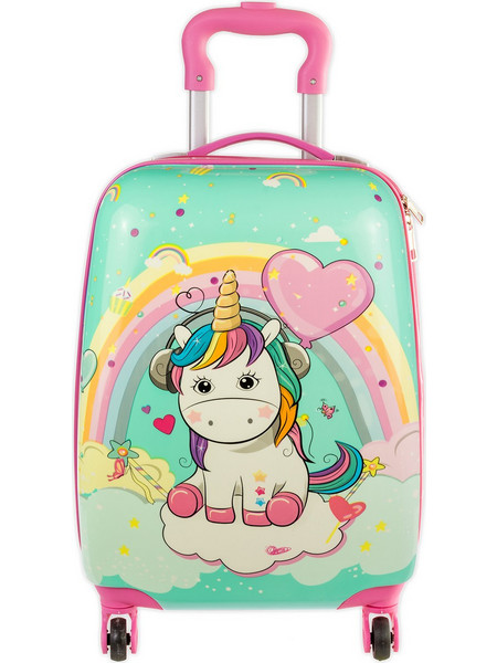 A2S Unicorn Rainbow Lover 40-NE-288-30 Παιδική Βαλίτσα Καμπίνας 45x30x20cm με 4 Ρόδες Πράσινη