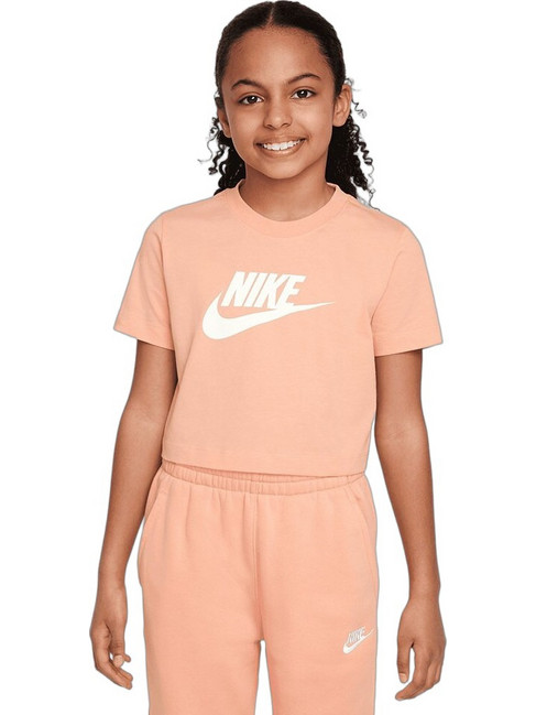 Nike Παιδικό Crop Top Κοντομάνικο Σομόν FZ5548-844