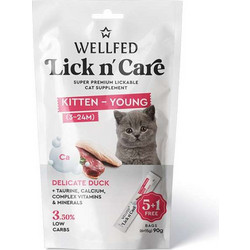Wellfed Lick n' Care Kitten - Young with Delicate Duck 90gr