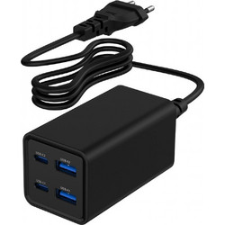 Gembird GaN Ασύρματος Φορτιστής Qi2 Pad με 2 Θύρες USB-A & 2 Θύρες USB-C 65W Quick Charge 3.0 & Power Delivery