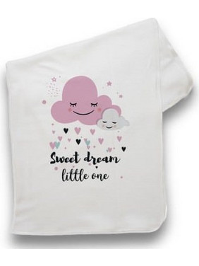 Bonjour Bebe Κουβέρτα Κούνιας Πικέ 100x150 Συννεφάκι Sweet Dream Λευκή Ροζ