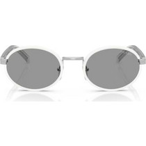 Prada SPRB56S 23E50Q Ανδρικά Γυαλιά Ηλίου Στρογγυλά Μεταλλικά Ασημί με Μαύρο Φακό
