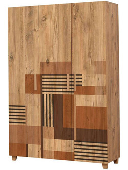 Hanah Home Τρίφυλλη Ντουλάπα Ρούχων Leva Hedera Colorblock Πολύχρωμη 120x48x189cm 863SPH4230