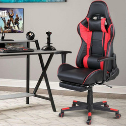 Bakaji Καρέκλα Gaming Δερματίνης με Ρυθμιζόμενα Μπράτσα Μαύρη Κόκκινη 02837447