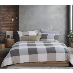 Nef-Nef Σετ Σεντόνια Υπέρδιπλα Βαμβακερά 240x270 Casual Check Grey