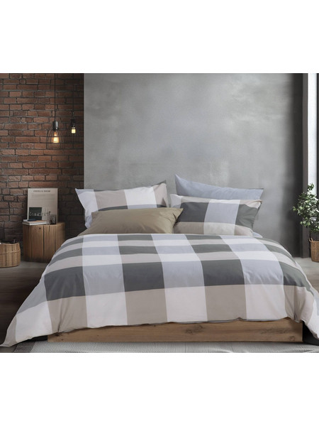 Nef-Nef Σετ Σεντόνια Υπέρδιπλα Βαμβακερά 240x270 Casual Check Grey