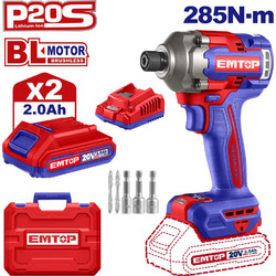 Emtop ECIRL2028E Παλμικό Κατσαβίδι Μπαταρίας Brushless 20V 2x2Ah