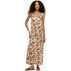 Superdry Beach Cami Midi Καλοκαιρινό Καθημερινό Φόρεμα Floral Μεταξωτό Λευκό W8011954A-F7X