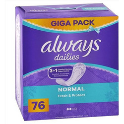 Always Dailies Fresh & Protect Normal Σερβιετάκια για Ελαφριά Ροή 2 Σταγόνες 76τμχ