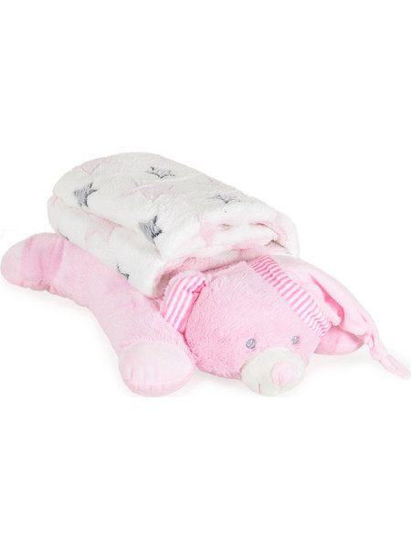 Cangaroo Sleepy Bear Κουβέρτα Αγκαλιάς Fleece με Λούτρινο 75x90 Ροζ