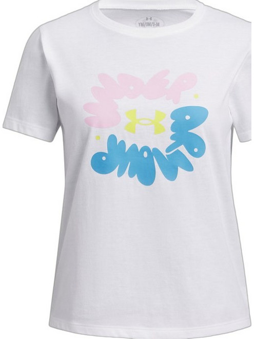 Under Armour Παιδικό T-Shirt Κοντομάνικο Λευκό Γαλάζιο Ροζ 1389765-100