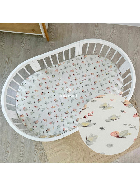 Ingvart Midi Smart Bed & Nika Βρεφικό Σεντόνι Κούνιας Βαμβακερό με Λάστιχο 72x120 Butterfly