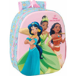 Safta Disney Princess 3D Σχολική Τσάντα Πλάτης Νηπιαγωγείου Ροζ Γαλάζια 622564890