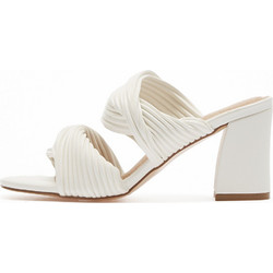 Envie Shoes Γυναικεία Πέδιλα Δερμάτινα Λευκά με Χοντρό Ψηλό Τακούνι E42-19348-33