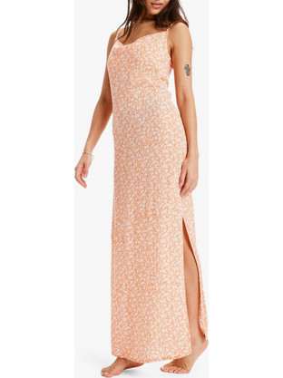 Roxy Maxi Καλοκαιρινό Καθημερινό Φόρεμα Floral Μεταξωτό Πορτοκαλί ERJWD03912-NJG6