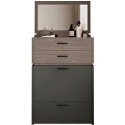 Woodwell Vanity Τουαλέτα Κρεβατοκάμαρας Γκρι με Καθρέπτη Συρτάρια & Σκαμπό 60x45x122cm Ε7353,1