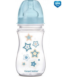 Canpol Βabies Easy Start Πλαστικό Μπιμπερό με Θηλή Σιλικόνης κατά των Κολικών 3+ Μηνών Stars Light Blue 240ml