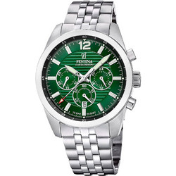 Festina Ανδρικό Ρολόι Χρονογράφος με Ασημί Μεταλλικό Μπρασελέ F20742/5