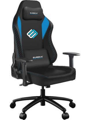 Eureka Καρέκλα Gaming Δερματίνης με Ρυθμιζόμενα Μπράτσα Μαύρη Μπλε ERK-GC09-BU-GR