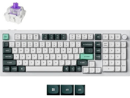Keychron Q5 HE QMK Ασύρματο Μηχανικό Gaming Πληκτρολόγιο με Gateron Double-Rail Magnetic Nebula Διακόπτες RGB White