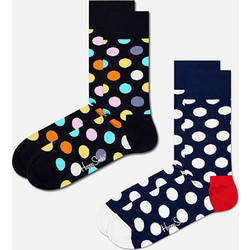 Happy Socks Ανδρικές Κάλτσες Ψηλές Μαύρες Navy Μπλε 2Pack BDO02-9350