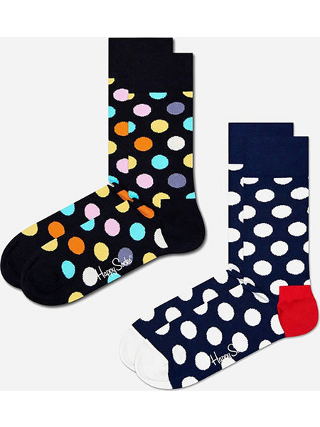 Happy Socks Ανδρικές Κάλτσες Ψηλές Μαύρες Navy Μπλε 2Pack BDO02-9350