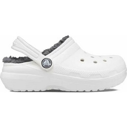Crocs Ανατομικές Χειμερινές Παιδικές Παντόφλες για Αγόρι με Γούνα Λευκές Ανθρακί 207010-10M