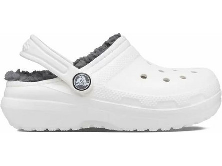 Crocs Ανατομικές Χειμερινές Παιδικές Παντόφλες για Αγόρι με Γούνα Λευκές Ανθρακί 207010-10M