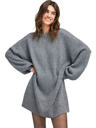 Funky Buddha Mini Βραδινό Φόρεμα Πλεκτό Ανθρακί FBL012-102-13