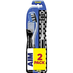 Aim Ultra Reach Metal Core Medium Οδοντόβουρτσες 2τμχ Μαύρη Λευκή