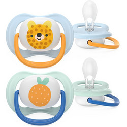 Philips Avent Ultra Air Ανατομικές Ορθοδοντικές Πιπίλες Σιλικόνης 0-6m Green Blue 2τμχ SCF080/23