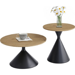 HomeMarkt Jennel (x) Βοηθητικά Τραπεζάκια Σαλονιού Στρογγυλά Ξύλινα με Μεταλλική Βάση 2τμχ Φ50xΥ55.5cm HM18308.02