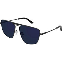 Balenciaga BB0246SA 005 Ανδρικά Γυαλιά Ηλίου Aviator Μεταλλικά Μαύρα με Μπλε Φακό