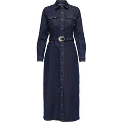 Only Midi Καθημερινό Φόρεμα Σεμιζιέ Τζιν Navy Μπλε 15357757