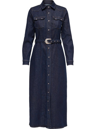 Only Midi Καθημερινό Φόρεμα Σεμιζιέ Τζιν Navy Μπλε 15357757