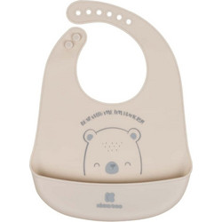 KikkaBoo Bear With Me Αδιάβροχη Σαλιάρα Σιλικόνης με Κουμπί & Τσέπη 4m+ Μπεζ