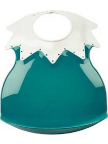 Thermobaby Soft Arlequin Αδιάβροχη Σαλιάρα Πλαστική με Κουμπί 4m+ Πετρόλ