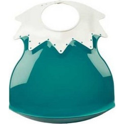 Thermobaby Soft Arlequin Αδιάβροχη Σαλιάρα Πλαστική με Κουμπί 4m+ Πετρόλ