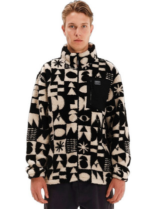 Emerson Ανδρική Ζακέτα Fleece με Φερμουάρ Μπεζ Μαύρη 252.EM290.429