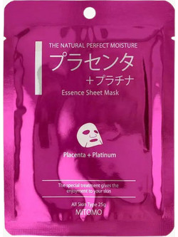 Mitomo Placenta & Platinum Essence Sheet Μάσκα Προσώπου για Ενυδάτωση & Λάμψη 25gr
