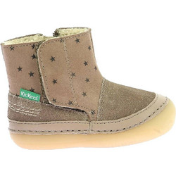 Kickers Παιδικά Μποτάκια Καφέ Δερμάτινα με Σκρατς & Γούνα 972451-10-9