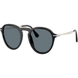 Persol PO3383S Ανδρικά Γυαλιά Ηλίου Στρογγυλά Ασημί Μαύρο με Μαύρο Φακό