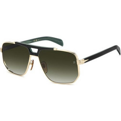 David Beckham DB7157S PEF Ανδρικά Γυαλιά Ηλίου Aviator Μαύρα με Πράσινο Φακό